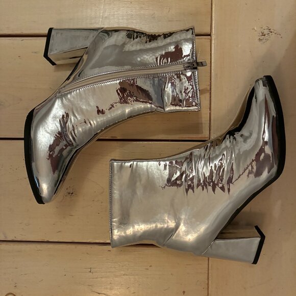 Silver Metallic Ankle Boots - Picture 3 of 4
